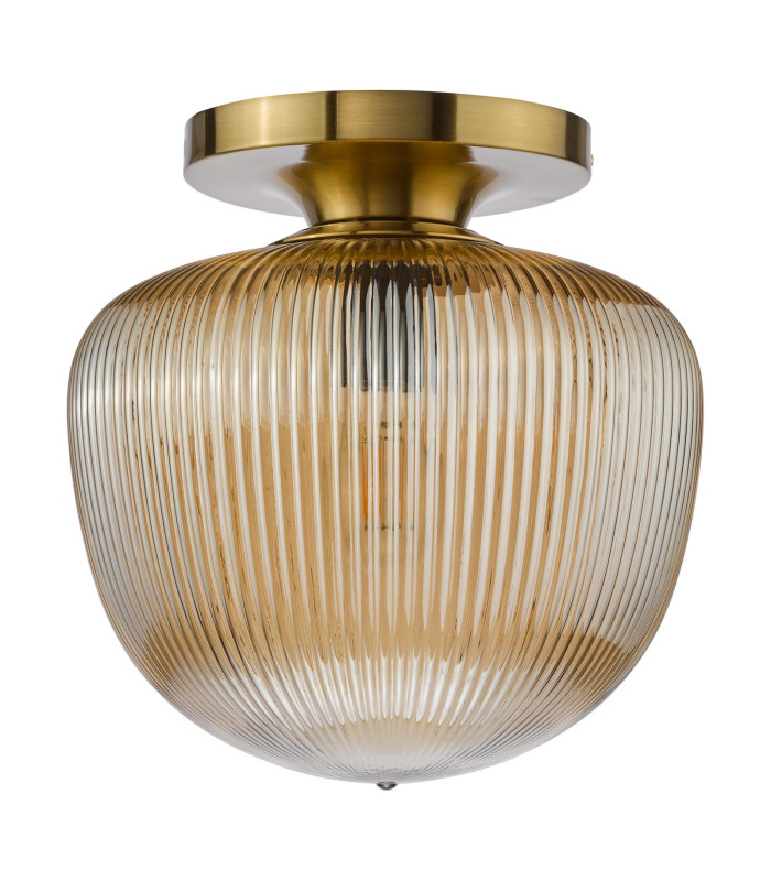 Abrielle Flush Brushed Bronze and Amber Ribbed Glass-5