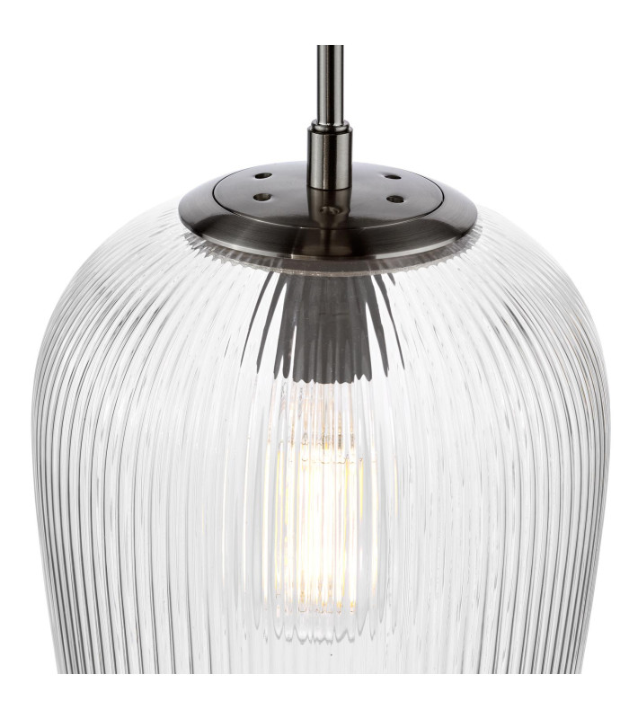 Abrielle Ceiling Pendant Brushed Nickel and Ribbed Glass-6