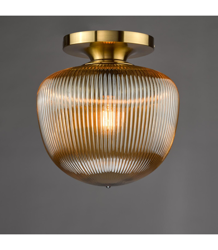 Abrielle Flush Brushed Bronze and Amber Ribbed Glass-6