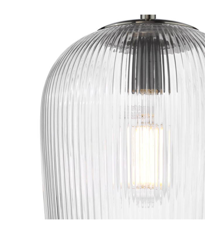 Abrielle Ceiling Pendant Brushed Nickel and Ribbed Glass-7