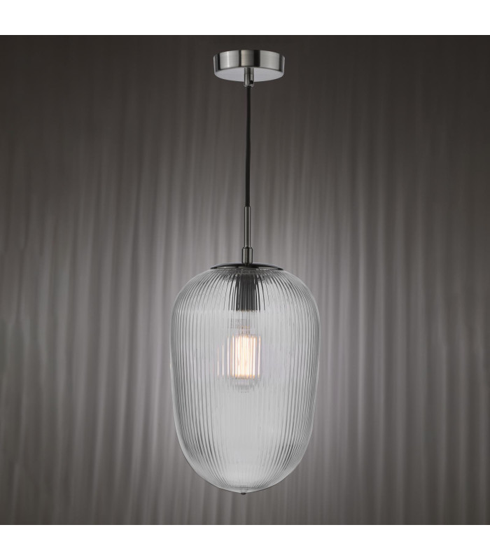 Abrielle Ceiling Pendant Brushed Nickel and Ribbed Glass-8