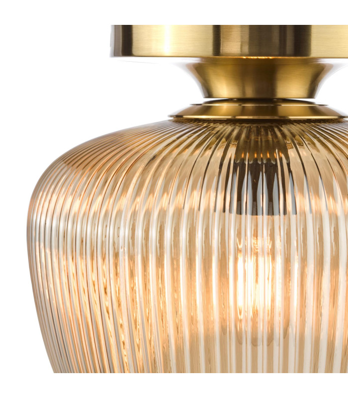Abrielle Flush Brushed Bronze and Amber Ribbed Glass-9
