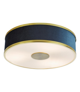 Alvaro 3 Light Flush Brushed Brass With Blue shade-1