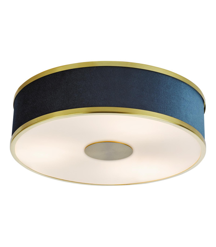 Alvaro 3 Light Flush Brushed Brass With Blue shade-1