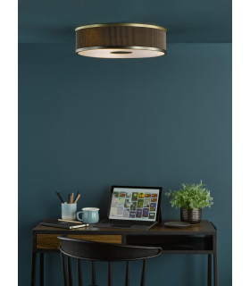 Alvaro 3 Light Flush Antique Bronze With Brown Shade-2