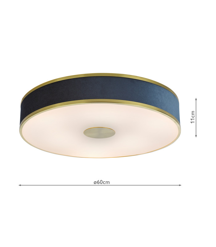Alvaro 6 Light Flush Brushed Brass With Blue shade-4