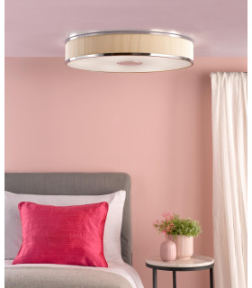 Alvaro 6 Light Flush Polished Chrome With Ivory shade-2