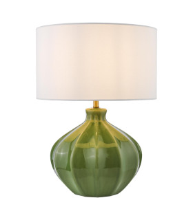 Amrita Ceramic Table Lamp Green and Antique Brass With Shade-1