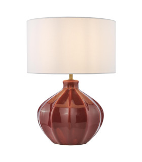 Amrita Ceramic Table Lamp Red and Antique Brass With Shade-1