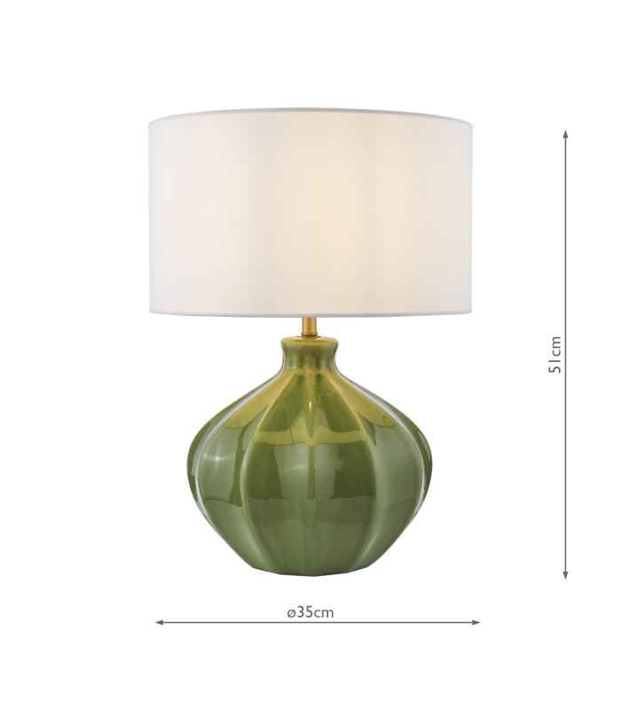 Amrita Ceramic Table Lamp Green and Antique Brass With Shade-4