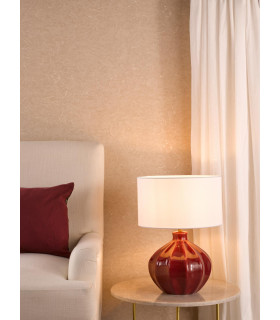 Amrita Ceramic Table Lamp Red and Antique Brass With Shade-2
