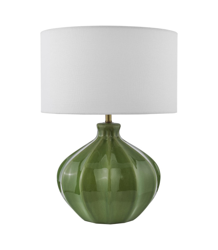 Amrita Ceramic Table Lamp Green and Antique Brass With Shade-5