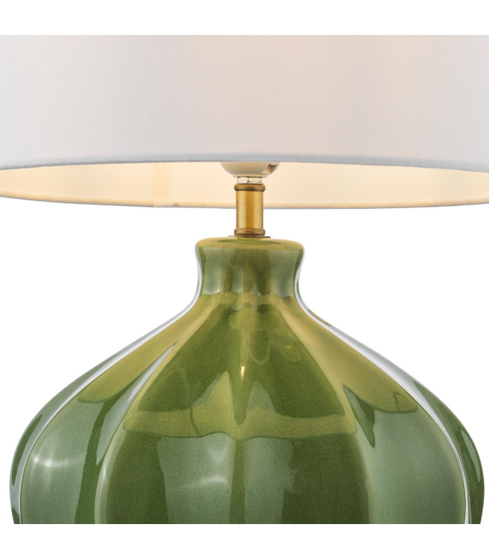 Amrita Ceramic Table Lamp Green and Antique Brass With Shade-6
