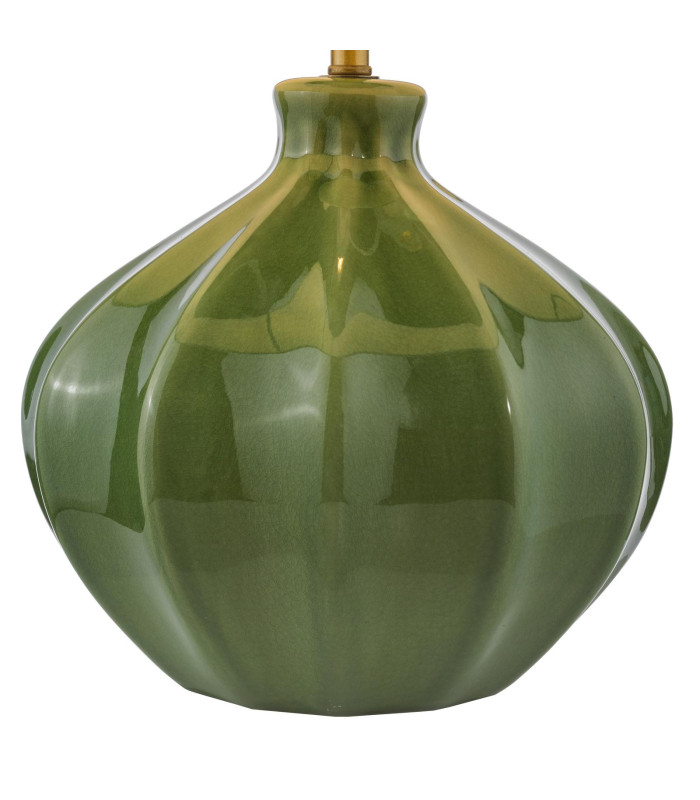 Amrita Ceramic Table Lamp Green and Antique Brass With Shade-7