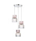 Auberta 3 Light Cluster Ceiling Pendant Polished Chrome and Pink Ribbed Glass-1