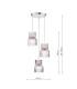Auberta 3 Light Cluster Ceiling Pendant Polished Chrome and Pink Ribbed Glass-2