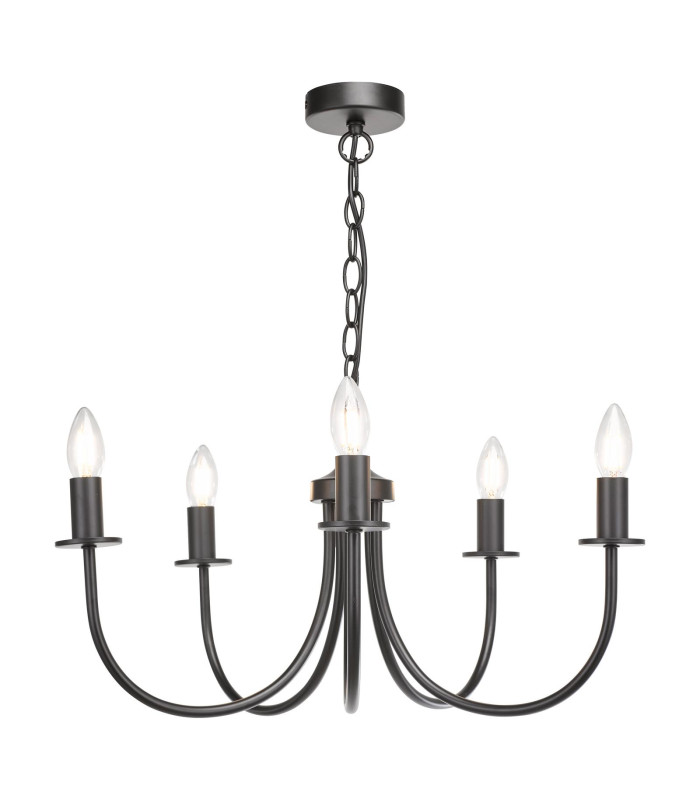 Becca 5 Light Armed Ceiling Pendant Matt Black Fitting Only-1