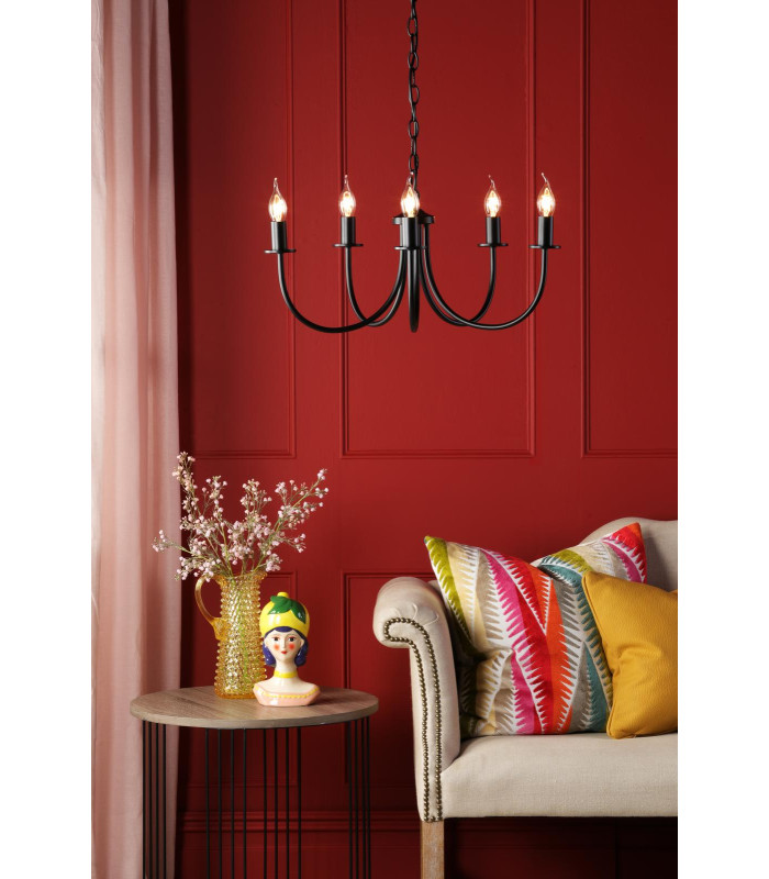 Becca 5 Light Armed Ceiling Pendant Matt Black Fitting Only-2