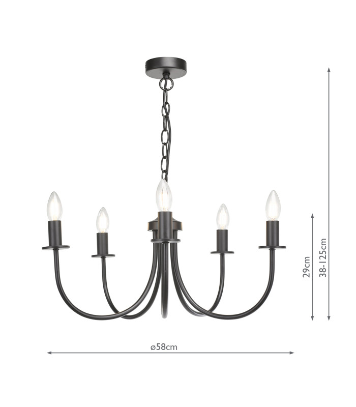 Becca 5 Light Armed Ceiling Pendant Matt Black Fitting Only-6