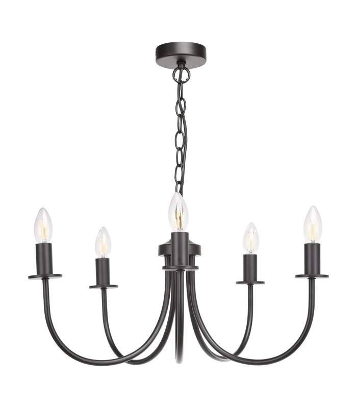 Becca 5 Light Armed Ceiling Pendant Matt Black Fitting Only-7