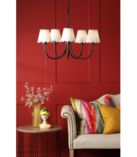 Becca 5 Light Armed Ceiling Pendant Matt Black With Shade-2