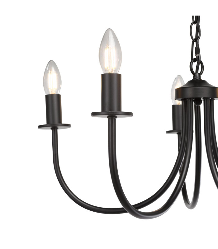 Becca 5 Light Armed Ceiling Pendant Matt Black Fitting Only-8
