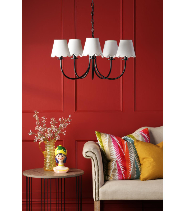 Becca 5 Light Armed Ceiling Pendant Matt Black With Shade-3