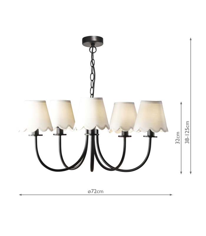 Becca 5 Light Armed Ceiling Pendant Matt Black With Shade-4