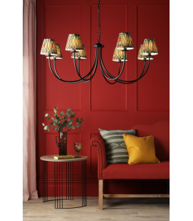 Becca 8 Light Armed Ceiling Pendant Matt Black With Shade-2