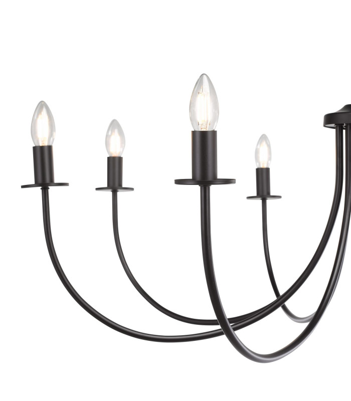 Becca 8 Light Armed Ceiling Pendant Matt Black Fitting Only-7