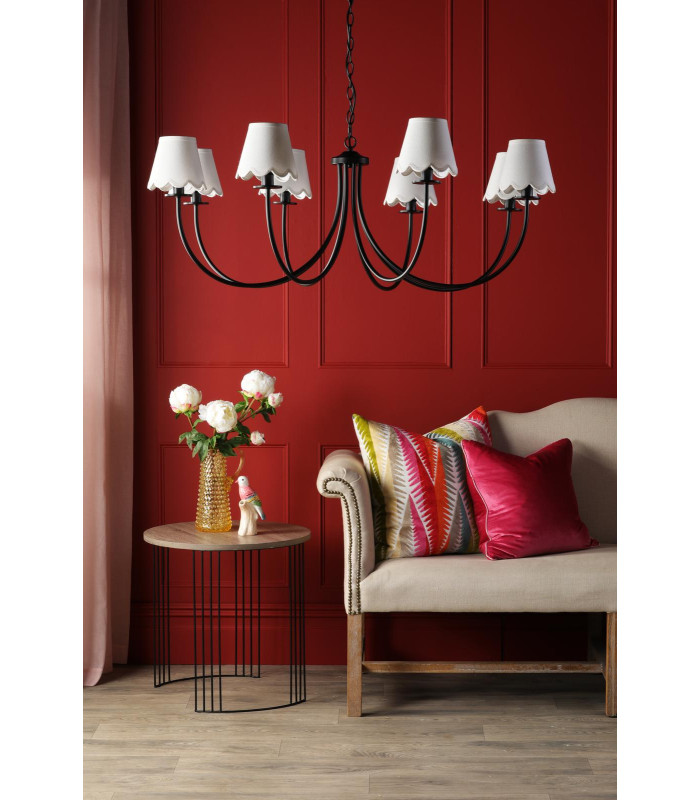 Becca 8 Light Armed Ceiling Pendant Matt Black With Shade-3