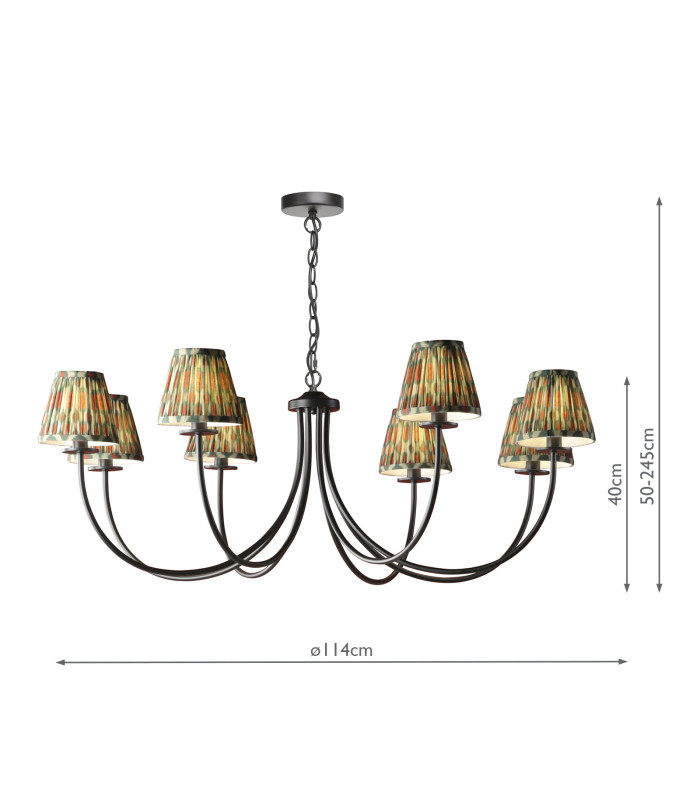 Becca 8 Light Armed Ceiling Pendant Matt Black With Shade-4