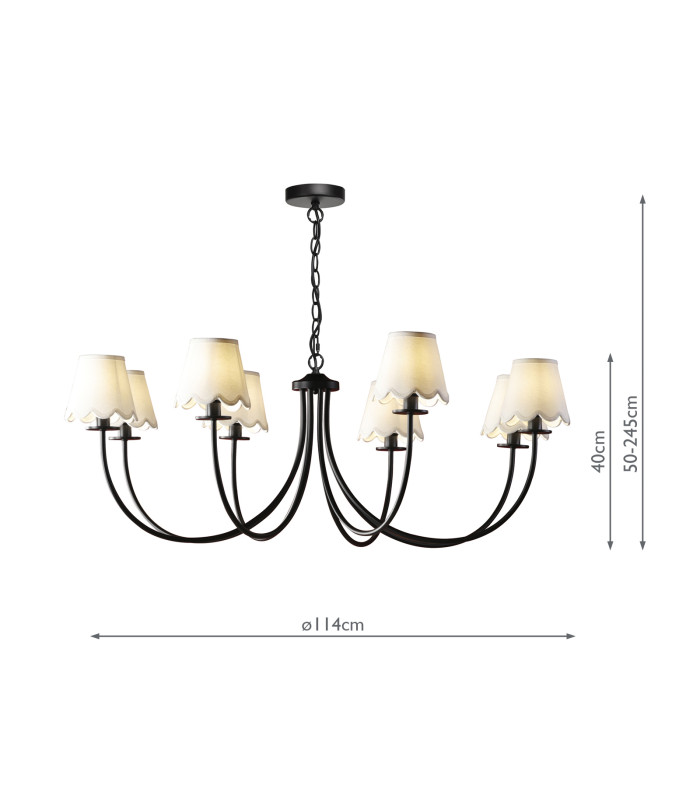 Becca 8 Light Armed Ceiling Pendant Matt Black With Shade-4