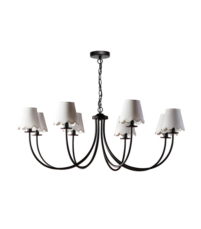 Becca 8 Light Armed Ceiling Pendant Matt Black With Shade-5