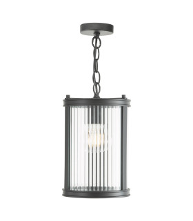 Bianka Ceiling Pendant Matt Black and Ribbed Glass-1