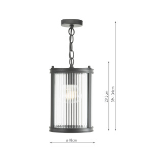 Bianka Ceiling Pendant Matt Black and Ribbed Glass-2
