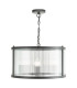 Bianka 3 Light Ceiling Pendant Matt Black and Ribbed Glass-1
