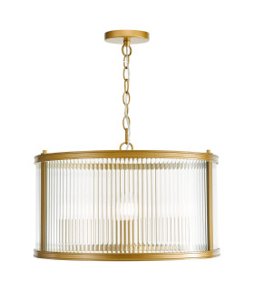 Bianka 3 Light Ceiling Pendant Satin Bronze and Ribbed Glass-1
