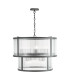 Bianka 6 Light Ceiling Pendant Matt Black and Ribbed Glass-1