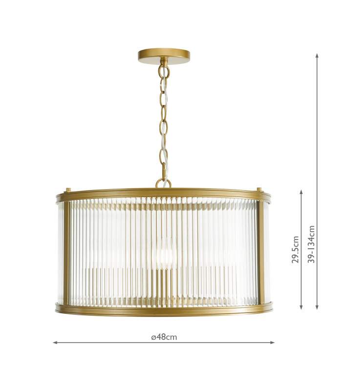 Bianka 3 Light Ceiling Pendant Satin Bronze and Ribbed Glass-2