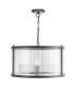 Bianka 3 Light Ceiling Pendant Matt Black and Ribbed Glass-3