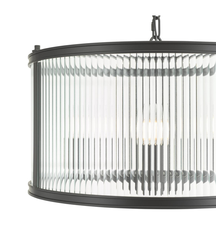 Bianka 3 Light Ceiling Pendant Matt Black and Ribbed Glass-4