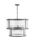 Bianka 6 Light Ceiling Pendant Matt Black and Ribbed Glass-3