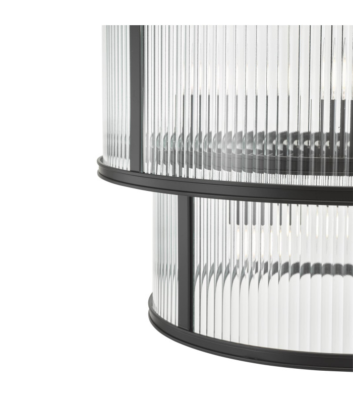 Bianka 6 Light Ceiling Pendant Matt Black and Ribbed Glass-4