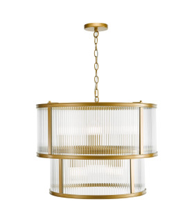 Bianka 6 Light Ceiling Pendant Satin Bronze and Ribbed Glass-1