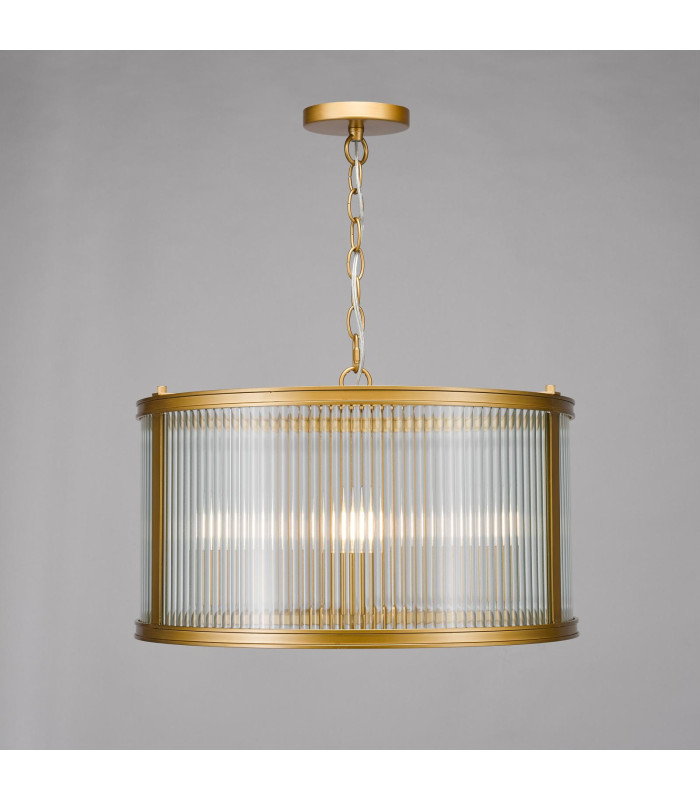 Bianka 3 Light Ceiling Pendant Satin Bronze and Ribbed Glass-6