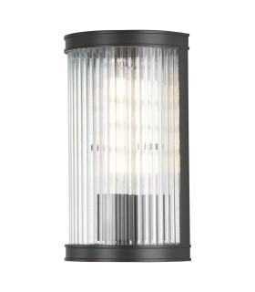 Bianka Wall Light Matt Black and Ribbed Glass-1