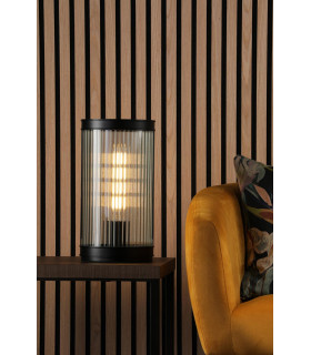 Bianka Table Lamp Matt Black and Ribbed Glass-2