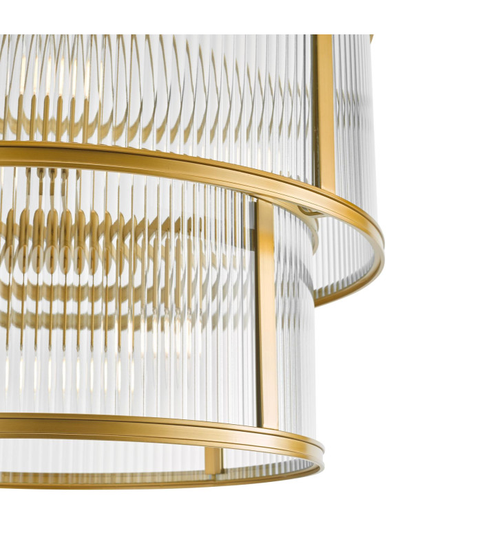 Bianka 6 Light Ceiling Pendant Satin Bronze and Ribbed Glass-5