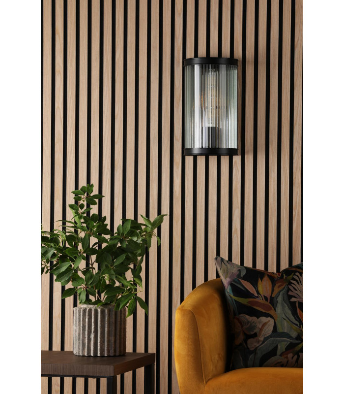 Bianka Wall Light Matt Black and Ribbed Glass-3